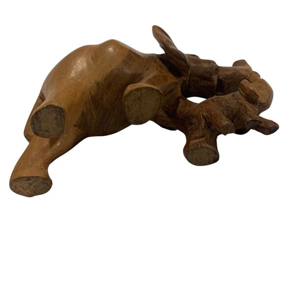 Set of 2 Hand Carved Wood Elephant Figurines Dark Wood Light Wood PLEASE READ - Picture 14 of 14
